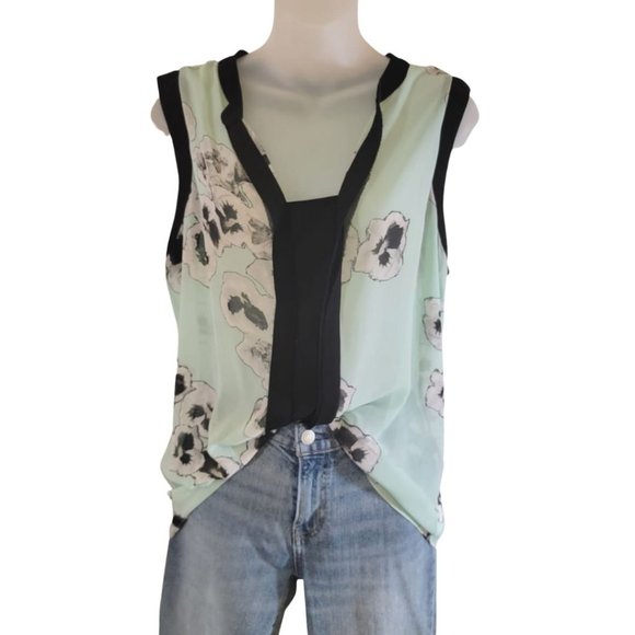 Ellen Tracy Sleeveless Floral print Dressy Blouse L - Picture 1 of 10